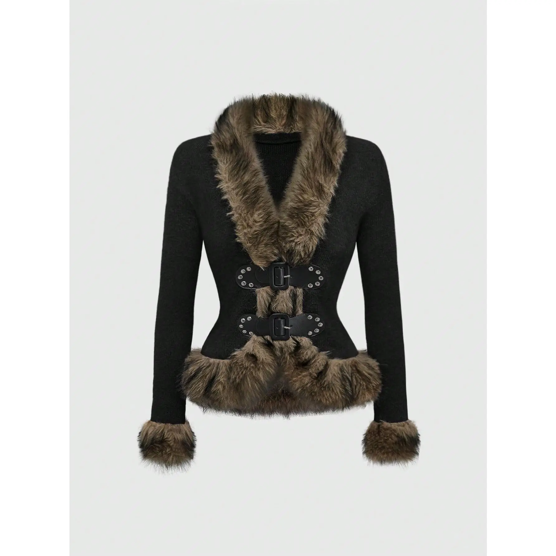 Vintage Hippie Furry Patchwork Open Front Women Cardigan Shirt Casual Faux Fur Coats for Cold Days