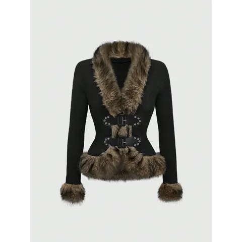 Women‘s Vintage Furry Cardigan Shirt Casual Faux Fur Coats for Cold Days Sweaters Fall Winter Outfits