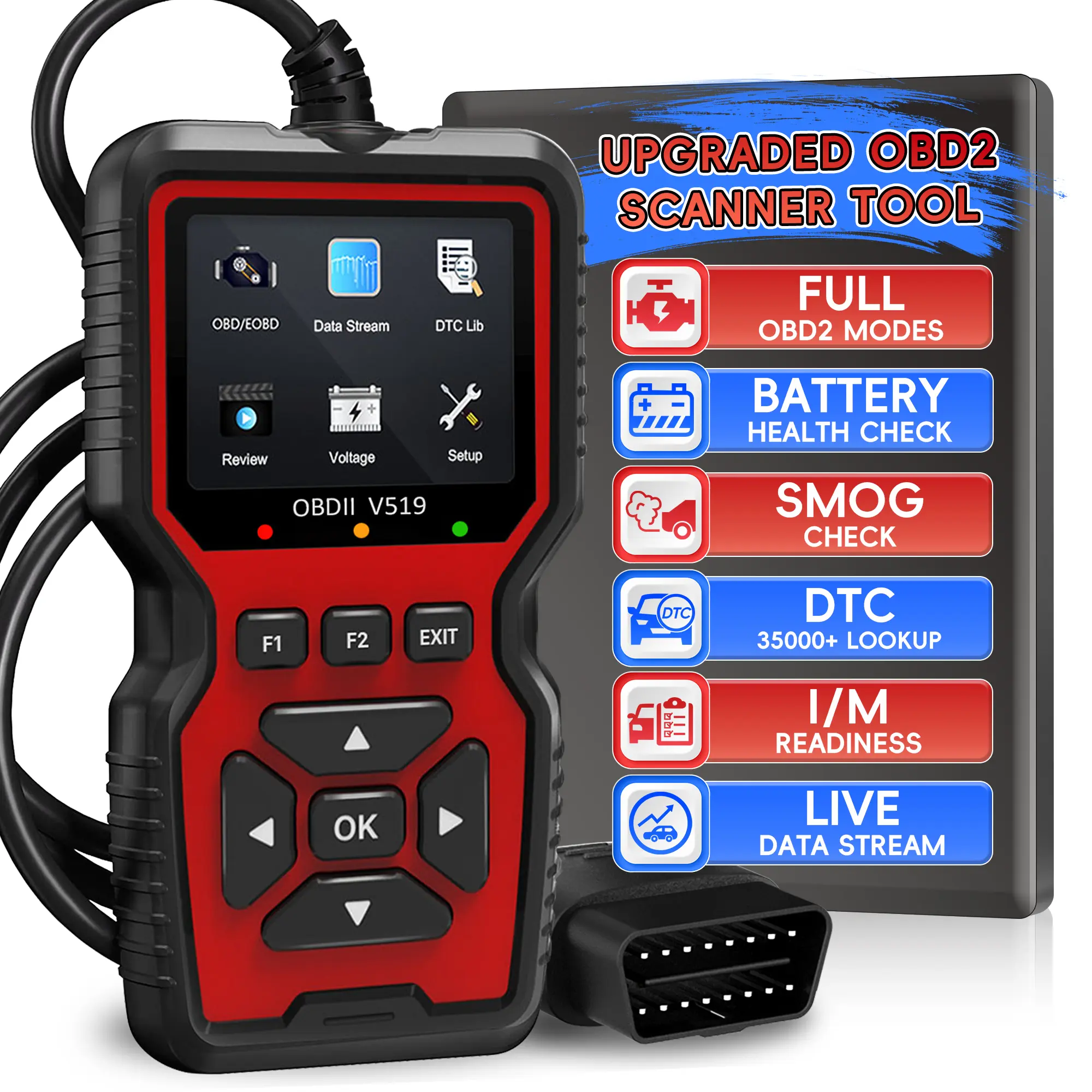 Professional OBD2 Scanner V519 - Automotive Diagnostic Tool, Live Data Code Reader for Check Engine Light, Ideal for Vehicle Owners