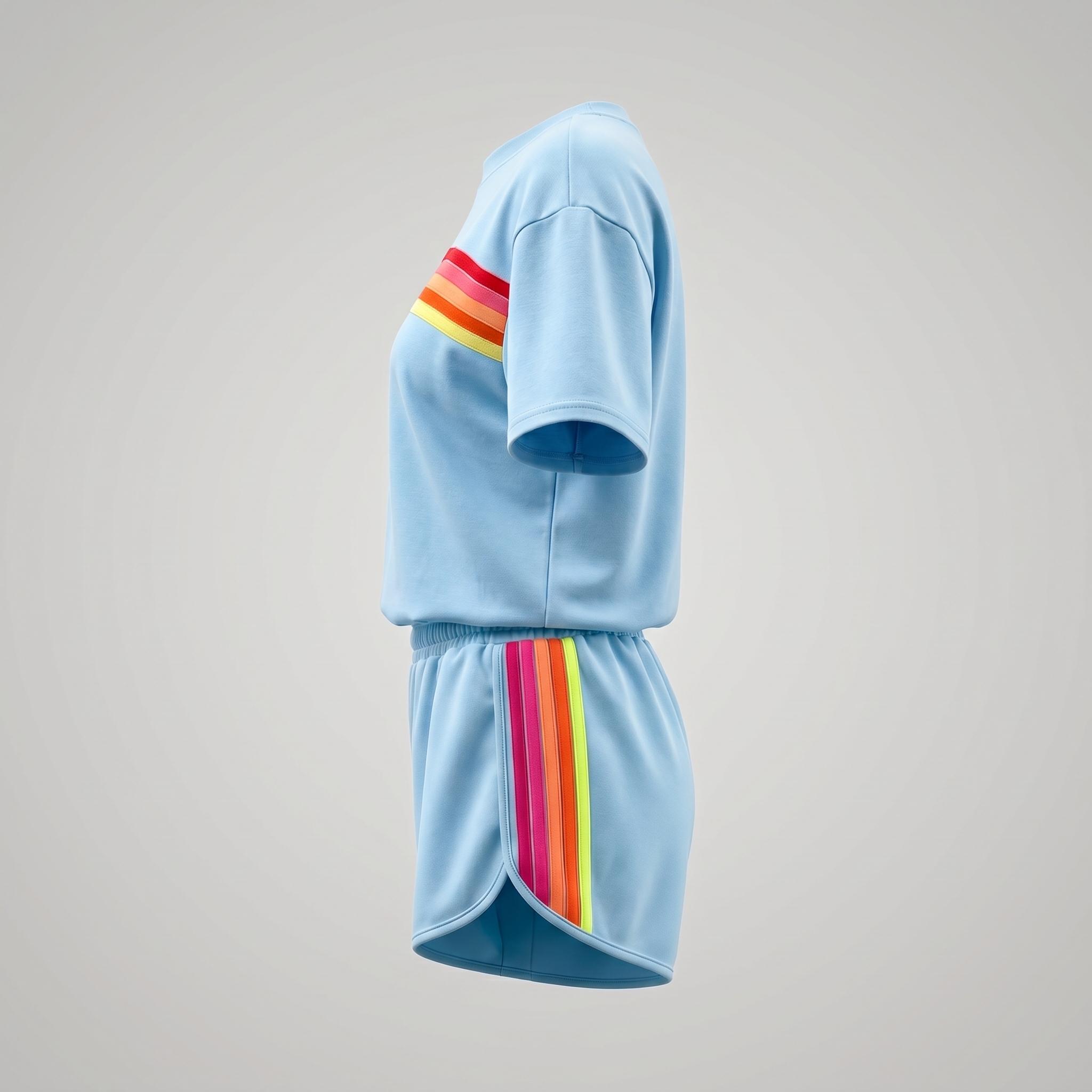 Women's Short 2-Piece Rainbow Strip Outdoor Sportswear Set - Loose Fit Crop Top & Bottoms, Solid Round Neck, Short Sleeves, Lightweight Breathable Blend Clothing, Baby Blue, Baseball Use, Light Spandex Women's Clothes tiktokshopspringglowup, 2 Piece Sets, Women's Short 2-Piece Rainbow Strip Outdoor Sportswear Set - Loose Fit Crop Top & Bottoms, Solid Round Neck, Short Sleeves, Lightweight Breathable Blend Clothing, Baby Blue, Baseball Use, Light Spandex Women's Clothes tiktokshopspringglowup, 2 Piece Sets,
