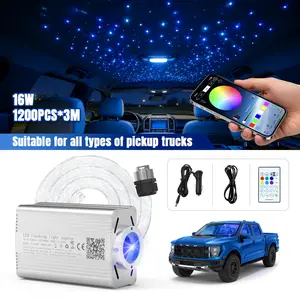 1200pcs 0.01 Inch 9.8ft Car Roof Starlight Headliner Kit, Bluetooth APP & 24-Key Remote Control, Music Sync, RGB Multiple Static Colors, Gradient/Jump/Breathing Effects, Adjustable Brightness & Speed RGBW LED Lights