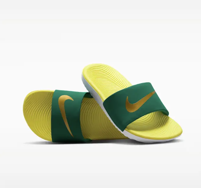 Nike Kawa Slides Women's / GS Kid's Slides Sandals Green Yellow SKU: FJ8812-301 Trainer Casual Slide Sandals Women Sneakersd Gym Shoes Womens Running