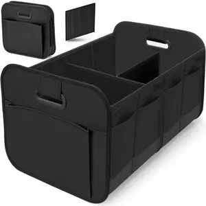 1 Heavy‑Duty Car Trunk Storage Box, Foldable Multi‑Compartment Organizer With Reinforced Handle, 600D Oxford Cloth Storage Box Suitable For Sedans SUVs And Small Vans, Ideal For Road Trip And Daily Car Storage