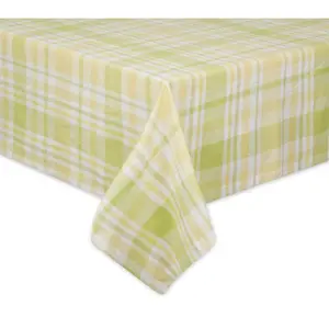 Design Imports 60" x 104" Lemon Bliss Plaid Tab lecloth
