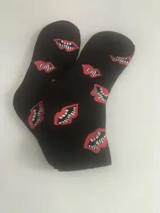 Fire Red Lip Trendy Socks Mid-calf athletic socks for skate & basketball, thickened premium fabric with leg-slimming compression fit!