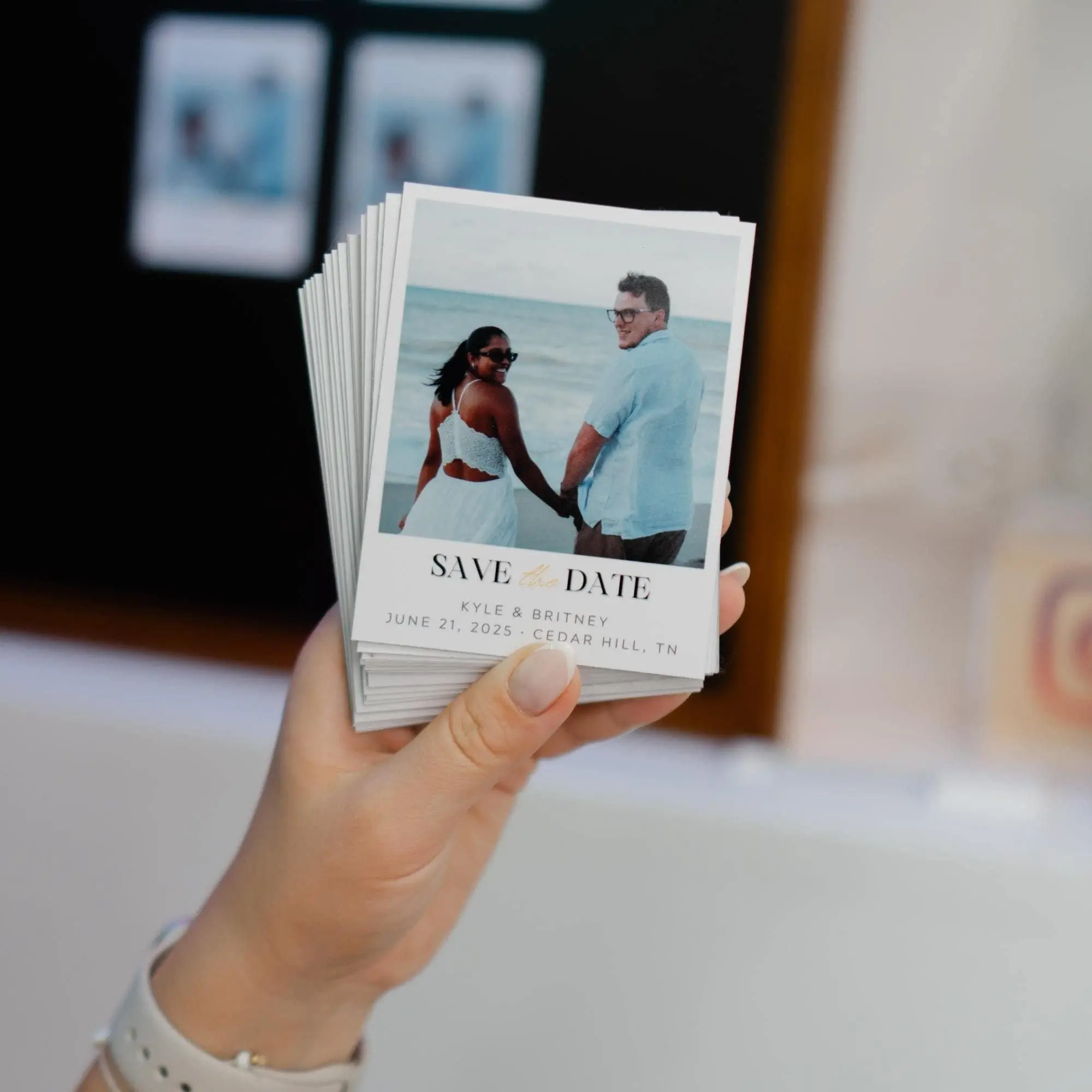 Save The Date Wedding Photo Magnets Retro Wedding Invitation QR Code Save the Date Cards Digital Magnets Fridge Gift for Couple Photo Invite