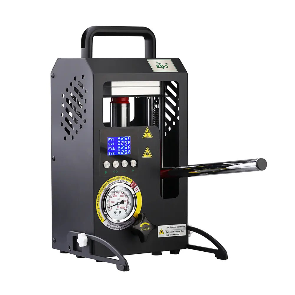 5T Desktop Hydraulic Heat Press Machine for Home Users, Manual Hydraulic Jack, 5tons Pressure, 4.1x4.7in Dual Heating Plates, Temperature Controller, LCD Screen, Heat-Resistant Design, 8.8x9.8x15.4 inches, Less Than 26lbs