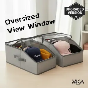 Stackable Hat Storage Boxes for Baseball Caps, Holds Up to 24 Hats, Durable Cardboard Box for Men, Classic Style, Wardrobe Organizer