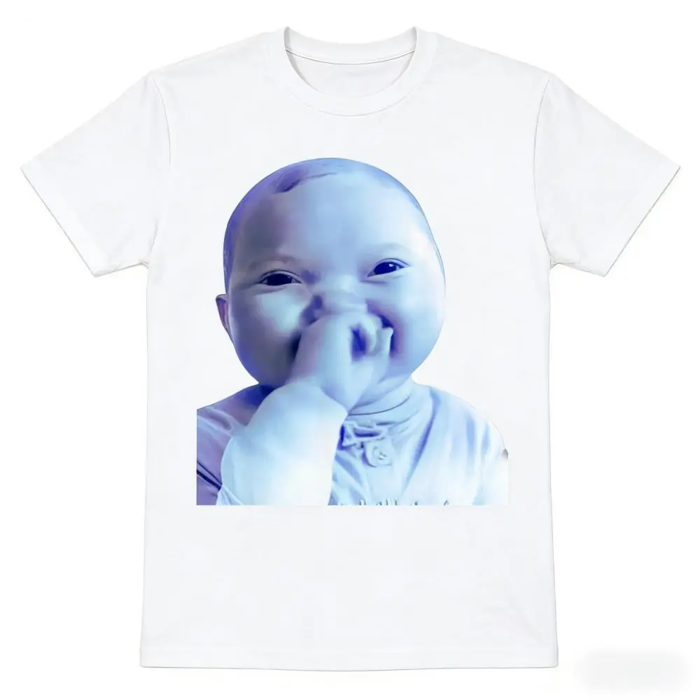 100% Cotton Funny AI Baby Holding Laugh Meme Viral Trend T-Shirt