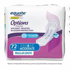 Equate Options Pads Discreet Trusted Bladder Protection 2X Faster Moderate Regular Length 72 Pads