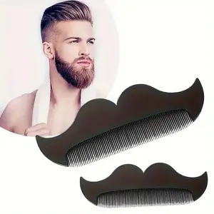 Mini Mustache-Shaped Comb, Hair Styling Comb, Plastic Brush for Men's Beard Care, Unfragranced, 12 Cm, Mustache Grooming Tool for Shaving and Hair Removal Kits