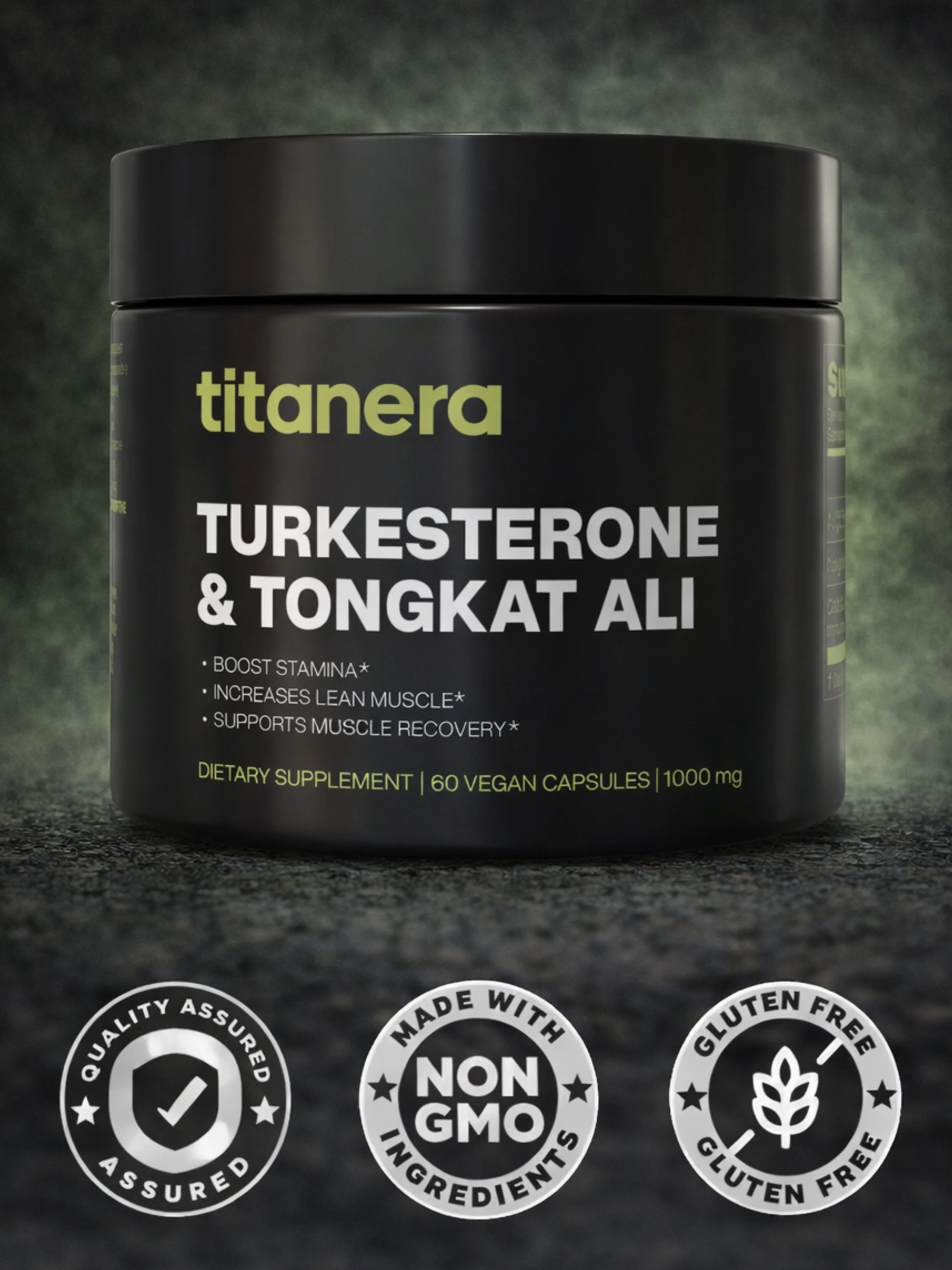 TITANERA Turkesterone + Tongkat Ali 60000 mg— Premium Male Performance Complex — 60 Vegan Capsules