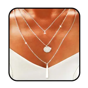 New European and American Fashion Elegant Brass Material Sequin Necklace Set Adjustable Temperament Graceful Lady Collarbone Chain