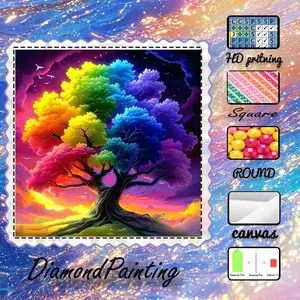 5D-DIY, premium velvet canvas, diamond art, diamond painting, diamond painting kit, rainbow tree, dreamy, stunning AB diamonds, fairy dust diamonds, crystal diamonds, perfect home decor, DIY diamond art painting kit, special craft diamond art kit