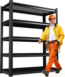 5-Tier Heavy Duty Industrial Wire Storage Shelf, Black Alloy Steel, 72"H x 35.4"W x 15.7"D, Adjustable Legs, 3000 lbs Capacity, for Garage, Pantry Organization
