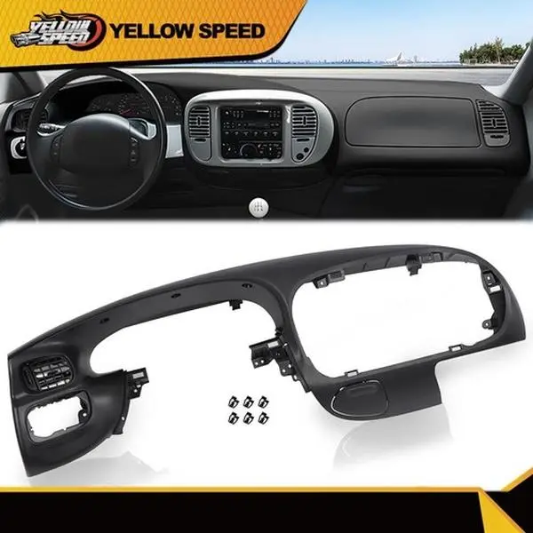 ALLGOOD Plastic Black Dashboard Bezel - 100% Brand New in Box, Vehicle Specific Fit for 1997-2003 Ford F150 Expedition Instrument Dash Pad, Requires Install, Strict Quality Control Standards, Affordable Truck Interior Repair Accessory, 100% New In Box, Da