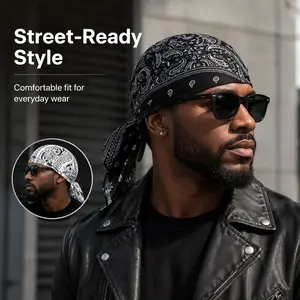 Father's Day Gift Soft Breathable Paisley Durags | Quick Dry Sweat Wicking Do Rag Headscarf, Lightweight Non-Slip Bandana Skull Cap for Cycling Motorcycle Hiking Workout Daily Wear