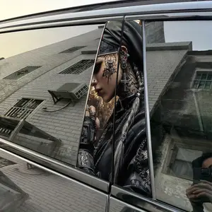 2pcs Dark Nun Car Sticker B-Pillar DIY Center Pillar Film Decorative Decal for Cars Car Accessory