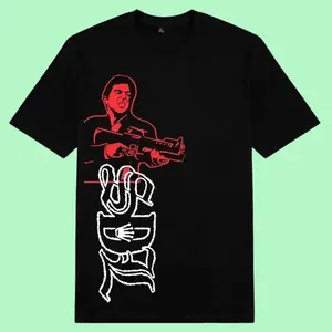 SDL Scarface Black/Red T-shirt, 100% cotton Top Underwear Streetwear Casual Shortsleeve Crewneck Comfort Womenswear