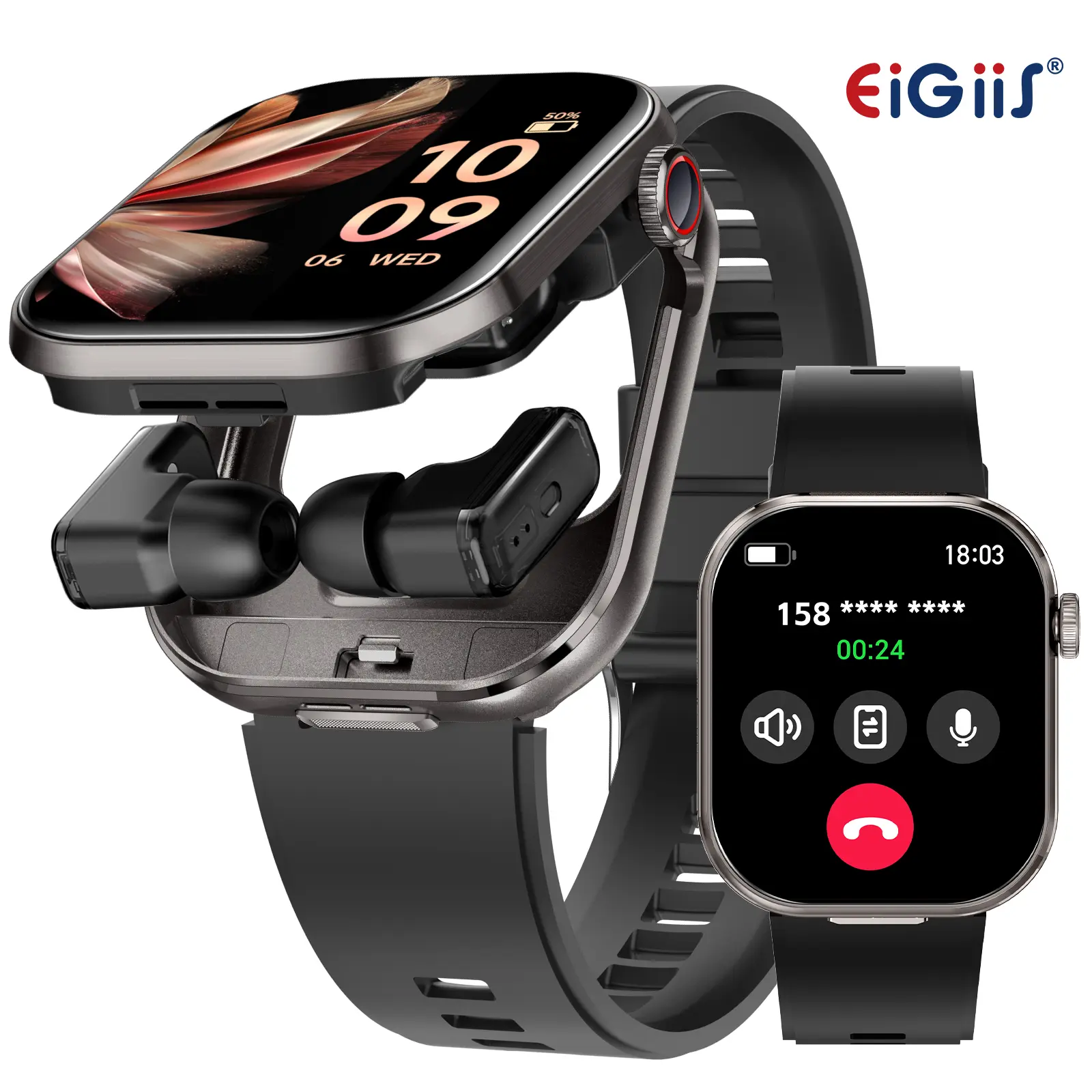 Smart Watch with Earbuds, 2 in 1 Smart Watches for Women Men (Call Make/ Answer), IP67 Waterproof Smartwatch with 100+Sports Modes Music Play Message Notification 2.02" HD Screen Digital Watch Compatible with iPhone Android Phones Gifts for Women Men