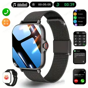 Large Screen Full Touch Touchscreen Smart Watch, Wearable, Supports Call Reception, Metal Steel Strap, Multiple Sports Modes, Remote Control, Music Playback, Android