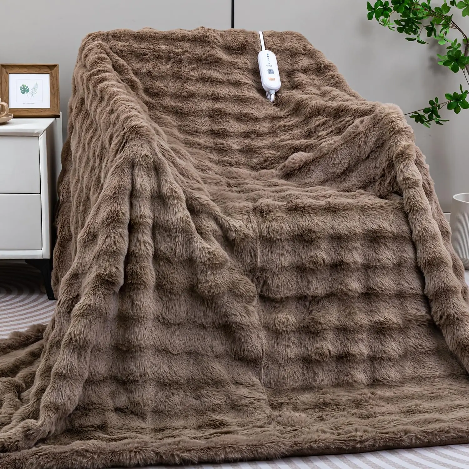Heated Blanket Electric King- 100"x90" Soft Thick Bubble Electric Blanket for Sofa with 5 Heat Levels & 10 Hours Auto-Off Overheat Protection, Warm Cozy Gi