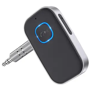 Car Bluetooth Receiver, Noise Cancelling 3.5mm AUX Bluetooth Car Adapter, Wireless Audio Receiver for Home Stereo/Wired Headsets, Hands-Free Calling