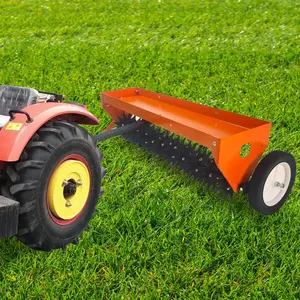 40 Inch Tow Behind Aerator, Plug Aerator for Lawn Tractor with Universal Hitch, Steel Coring Teeth & Transport Wheel, for Yard, Farm & Garden,Orange