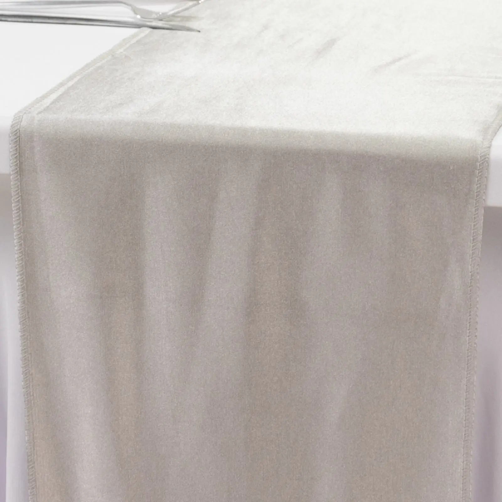 Scuba Polyester Table Runner 12"x108" Shimmer Silver - Wrinkle-Free Table Linen