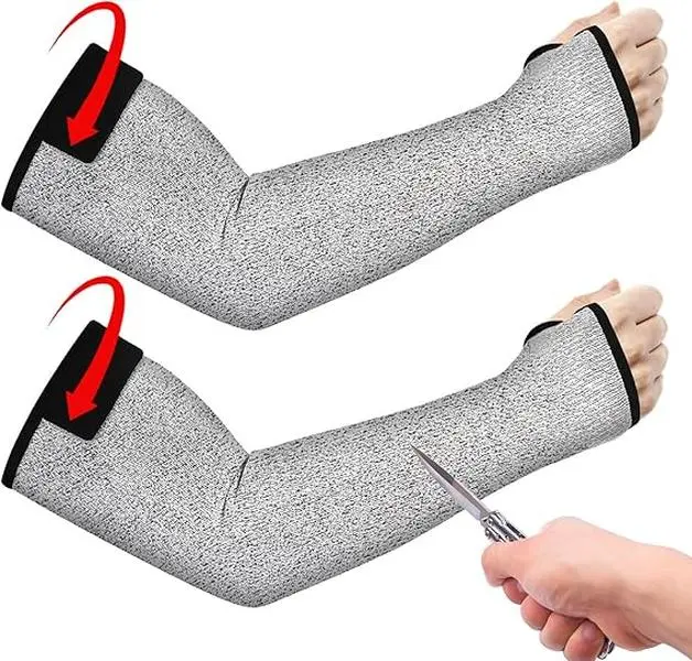 Cut Resistant Sleeves, Protective Arm Sleeves, Gardening Sleeves | Farmers Defense Sleeves, Arm Protectors for Thin Skin with Thumb Hole for Gardening, Welding, Farming, Pet Grooming (Grey)