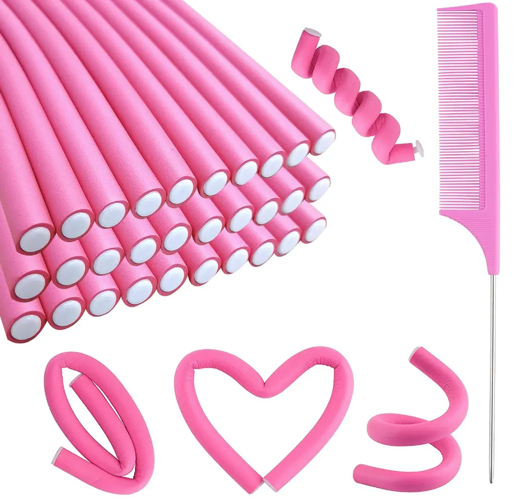 Buytta 30PCS 9.45in Flexi Twist Curling Rods Set - No Heat Foam Rollers, Steel Comb Included, Hair Rods Heatless Curls for All Hair Lengths, Mother's Day Gift Option, Heatless Curls Overnight