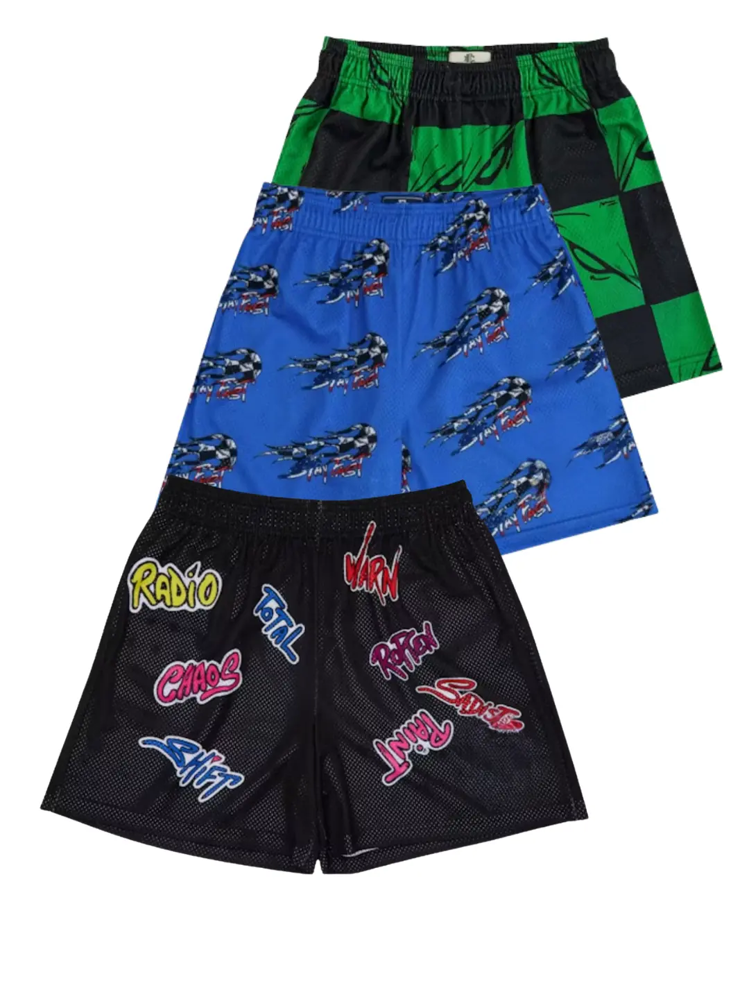 Men's Graphic Mesh Shorts, Colorful Streetwear Print Athletic Shorts, Breathable Basketball Gym Shorts, Trendy Casual Summer Sport Shorts