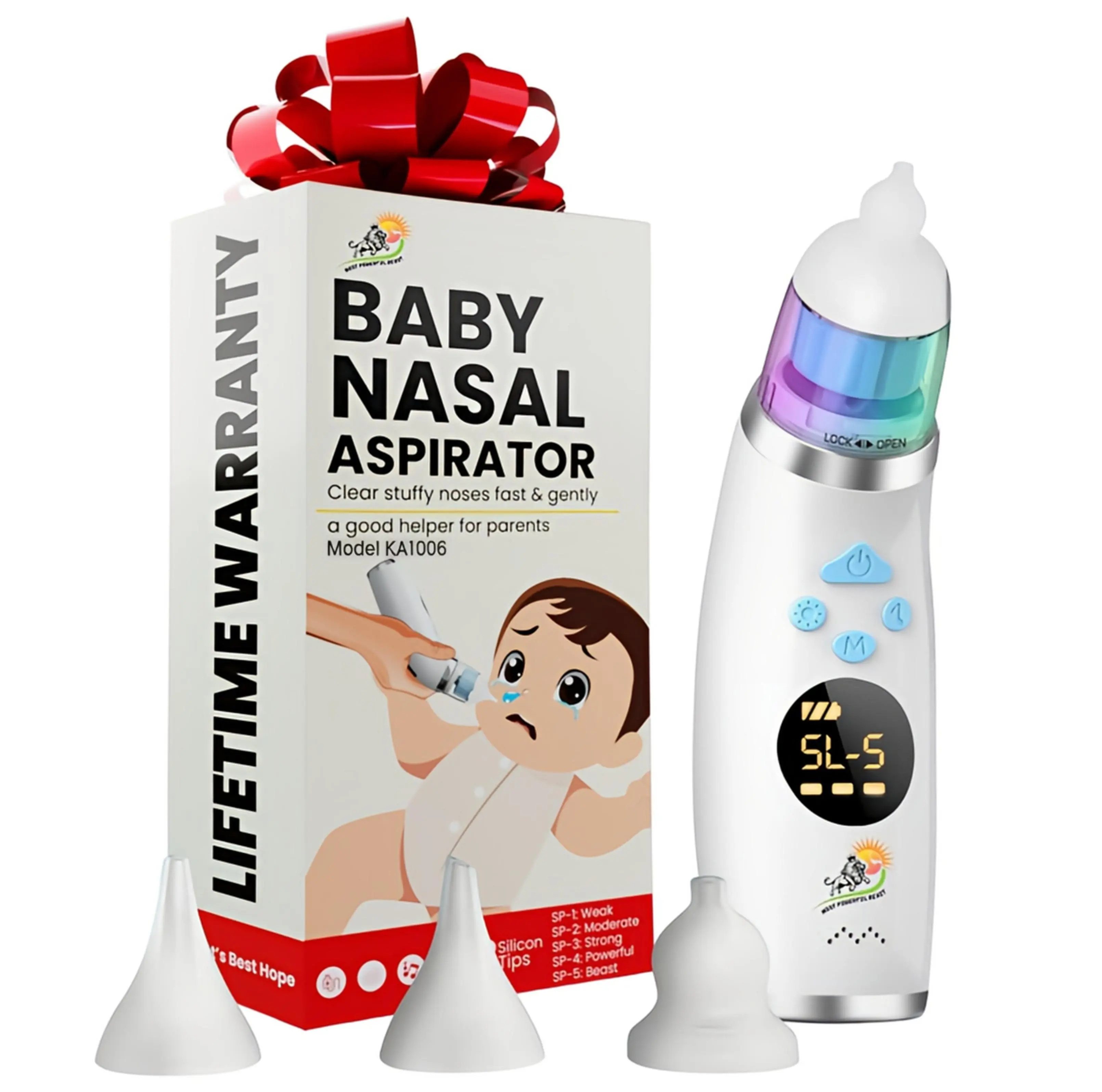 Nasal Aspirator for Baby, Electric Baby Nose Sucker with Larger Suction Chamber and More Powerful Suction, Automatic Nose Cleaner with Music and Light Soothing Function