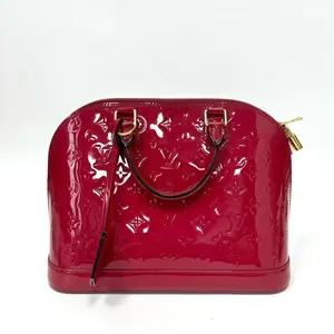 Pre-owned Louis Vuitton 2013 Red Vernis Patent Alma BB Handbag, Base 23cm | N 22753092, Comes with Original Padlock & Key