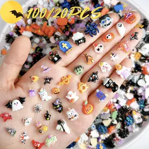 Halloween Mini Resin Figures,  200pcs Pumpkin Ghost Skull Models, Party Favors, Garden Dollhouse Decor, DIY Craft Supplies, Decoration Items