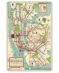 New York Subway Map 1948 - Metal Sign
