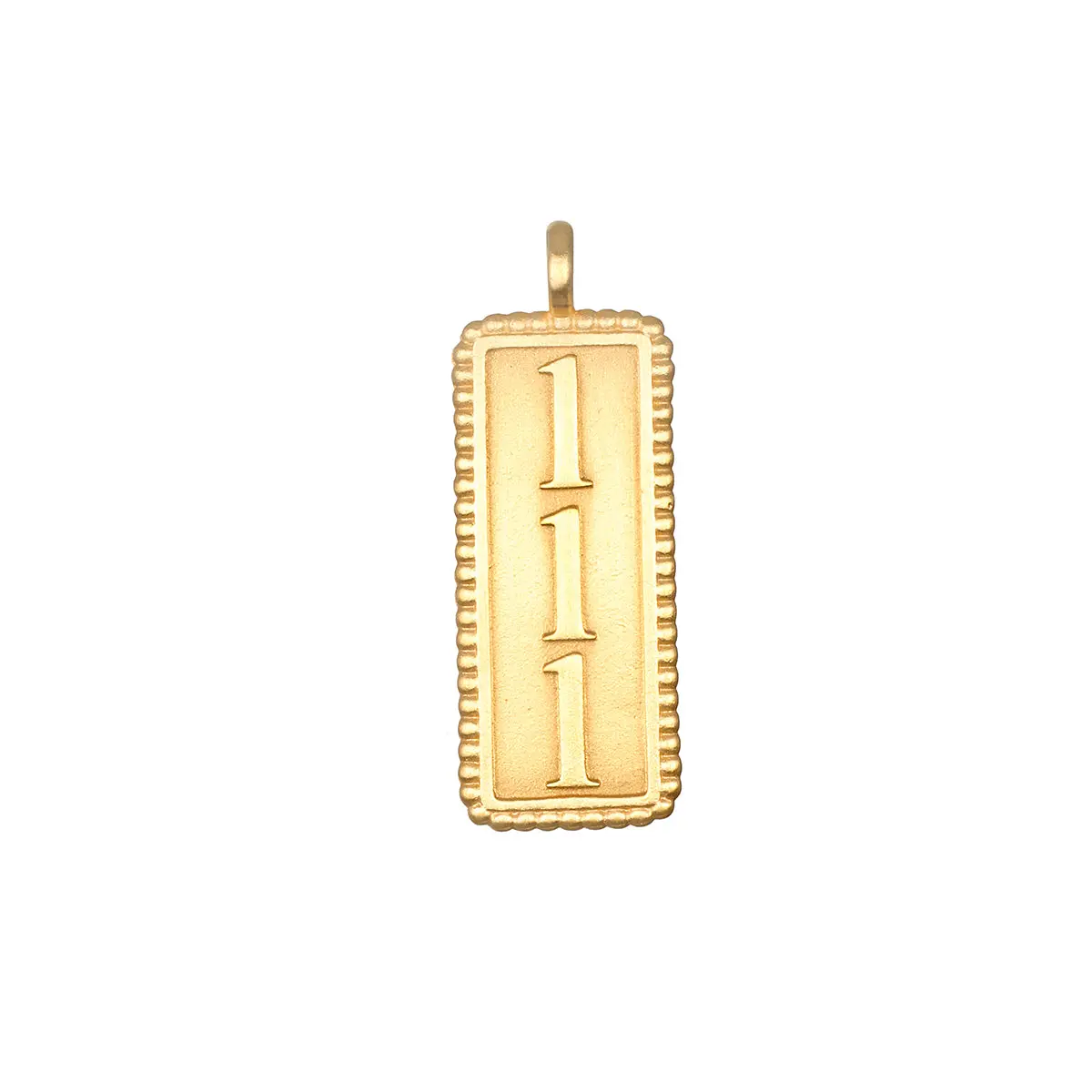 111 Numbered Angel Charm Necklace - 10x23mm, Energy-Infused for New Beginnings & Focused Thought, Platinum or Carat Gold Jewelry Accessory