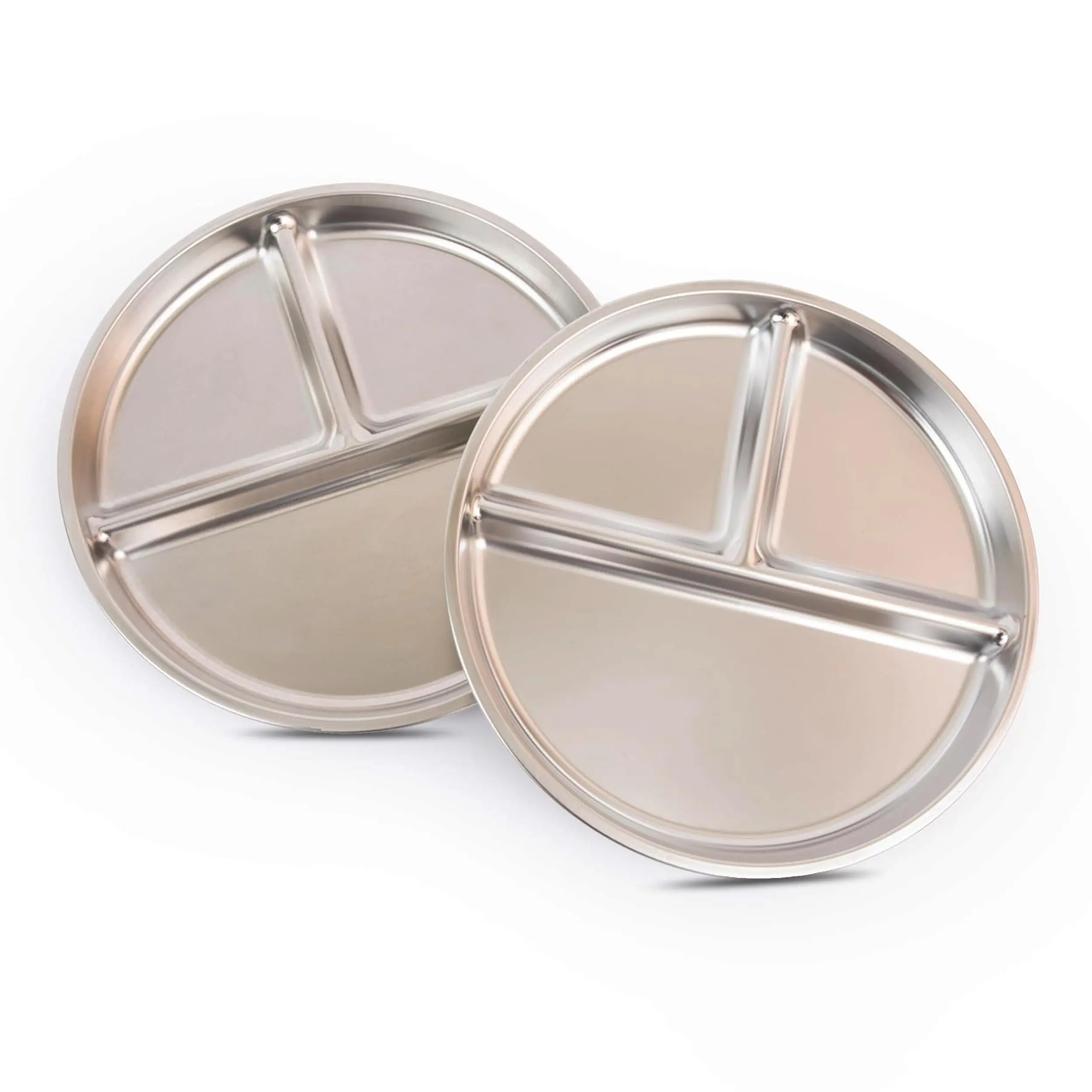 Stainless Steel Portion Control Plate | 3 Compartment Plates Divided For Adults Bariatric And Diabetic Diet Food 2 Pack - 9"x 9" Size