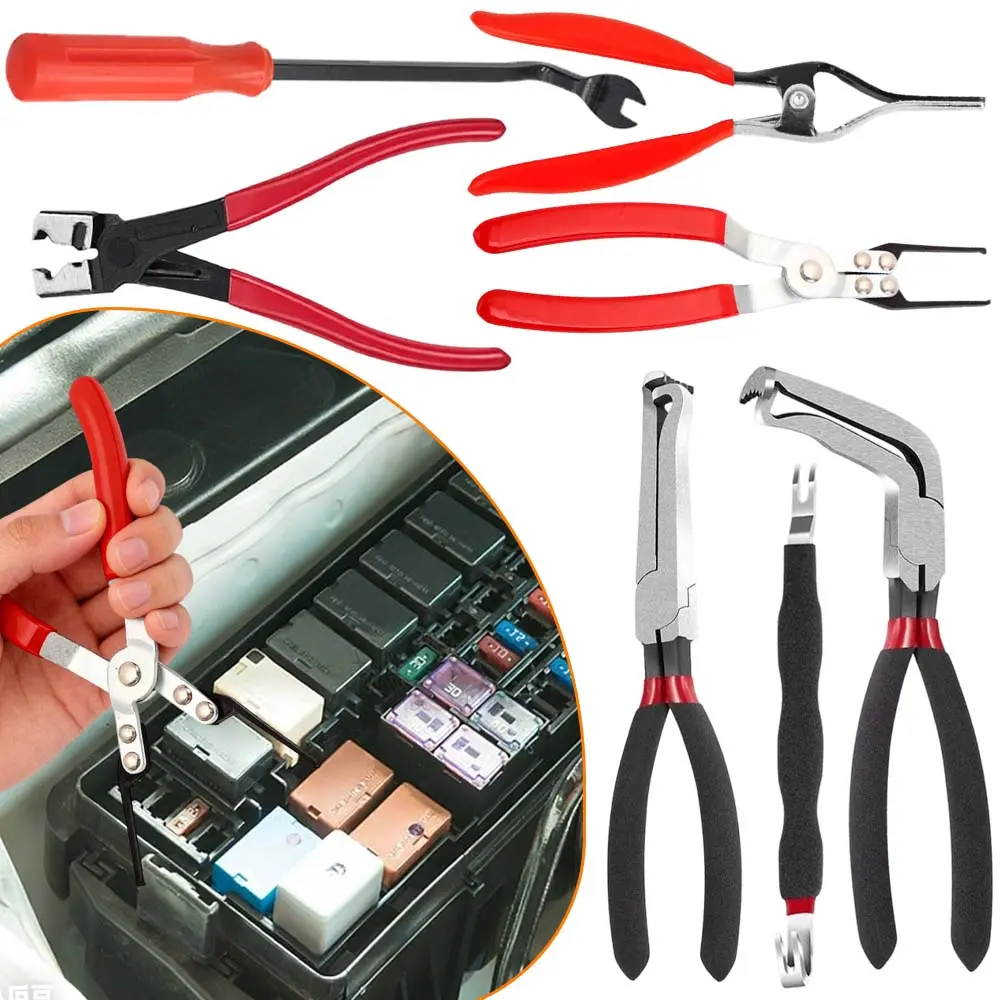 7-Piece Electrical Disconnect Pliers Kit - Car Connector Removal Tool for Car Owners, Push-Tab Type Plugs, Locking Plugs, Connector Work