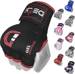 DEFY Gel Padded Premium Inner Gloves with Hand Wraps MMA Muay Thai Boxing Training Fight PAIR