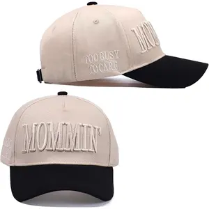 Women’s Mommin Trucker Hat – Vintage Two-Tone Ponytail Baseball Cap, Embroidered Adjustable Messy Bun Hat for Mom, Perfect Mother’s Day Gift