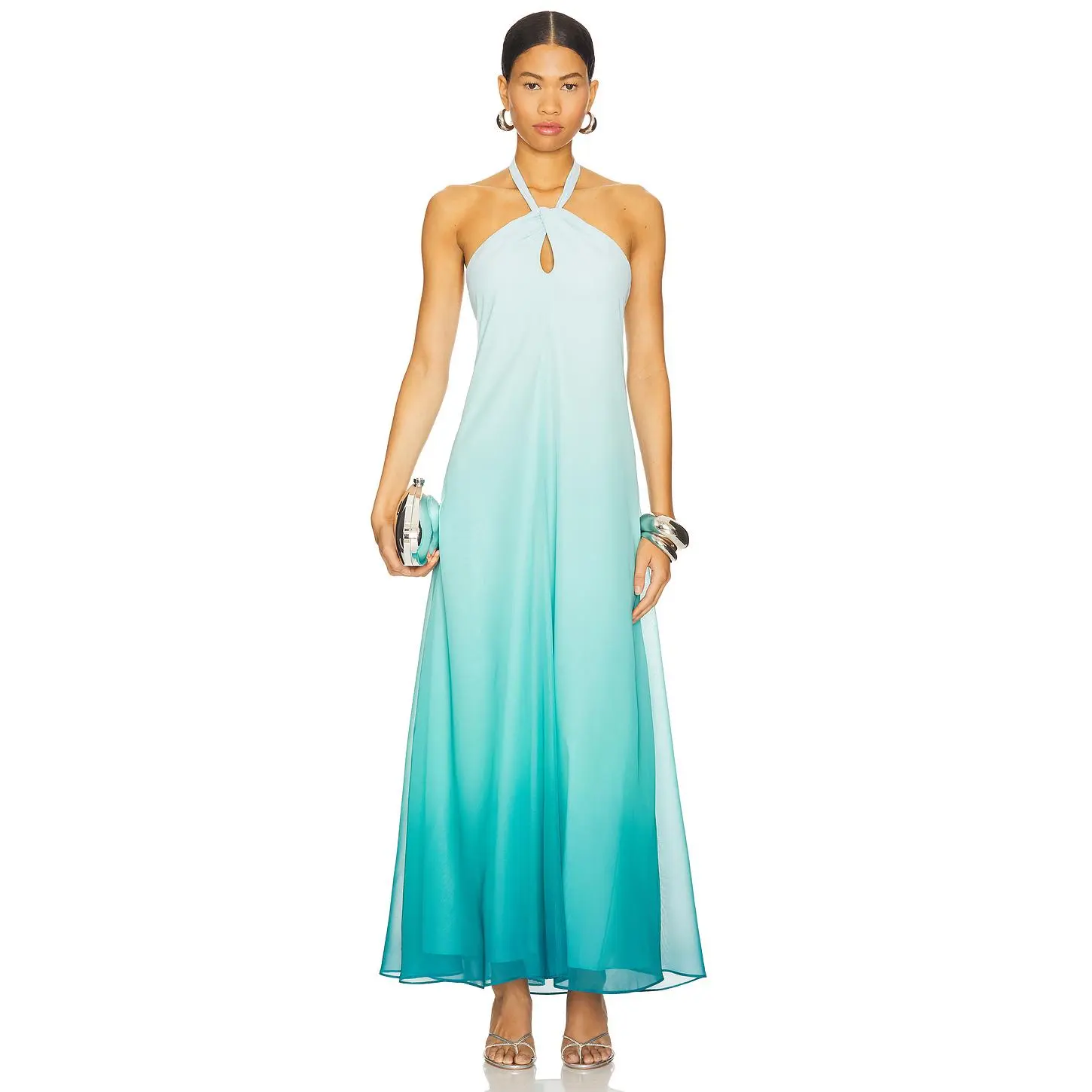 Line & Dot Aden Ombre Maxi Dress in Teal