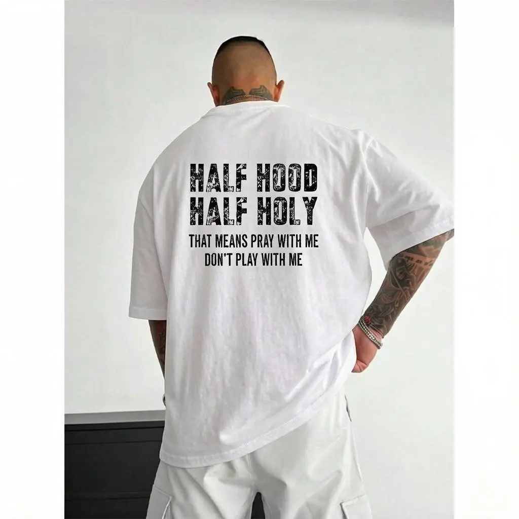 Half Hood Half Holy Pray Hoodie With Me Don't Play With Me Shirt Casual Street Style Pullover Hooded Sweatshirt for Women for Men, Perfect Gift Menswear Crewneck Classic