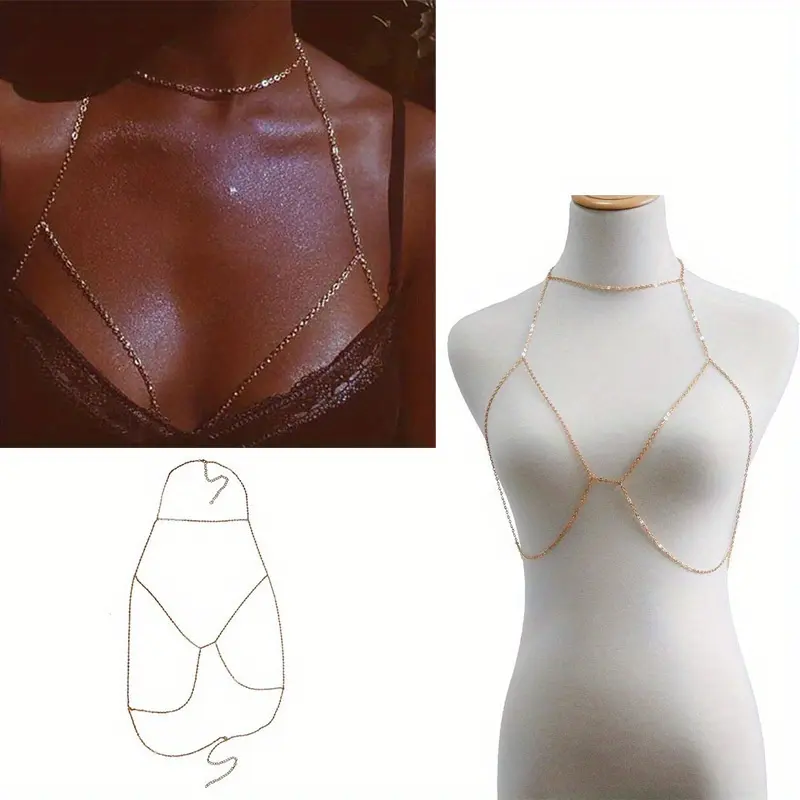 Sexy Bohemian Women Body Chain Bikini Beach Party Vacation Body Jewelry Tassel Pendant Bra Body Chain Party Fashion Accessory