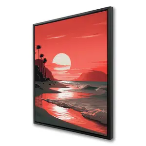 212 MAIN 36x48 in. Black-Framed Blood Sun Sunset Wall Art - Framed Wall Arts, Artistic Room Decor, Home Supplies Gift, Sunset Wall Arts