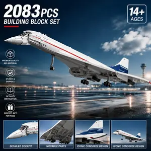 2083 Piece Concorde Plane Building Block Set, Building Blocks Model, Adult and Child Toy Gift, Educational Puzzle for Boys and Girls, Birthday Present