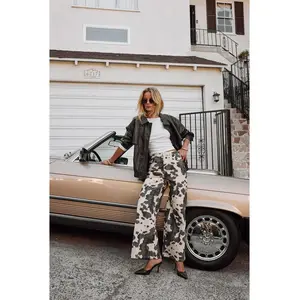 12th Tribe Women's Cowhide Print Bottoms, Stylish Statement Pants with Flattering Fit