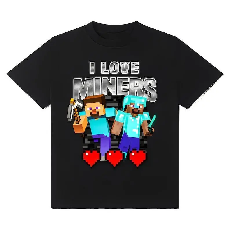 I Love Miners Funny Minecraft Graphic Tshirt - Funny Shirts, Miners Meme, Gag Gift, Gift For Him, Trendy Vintage Roblox Unisex Sweatshirt, Hoodie