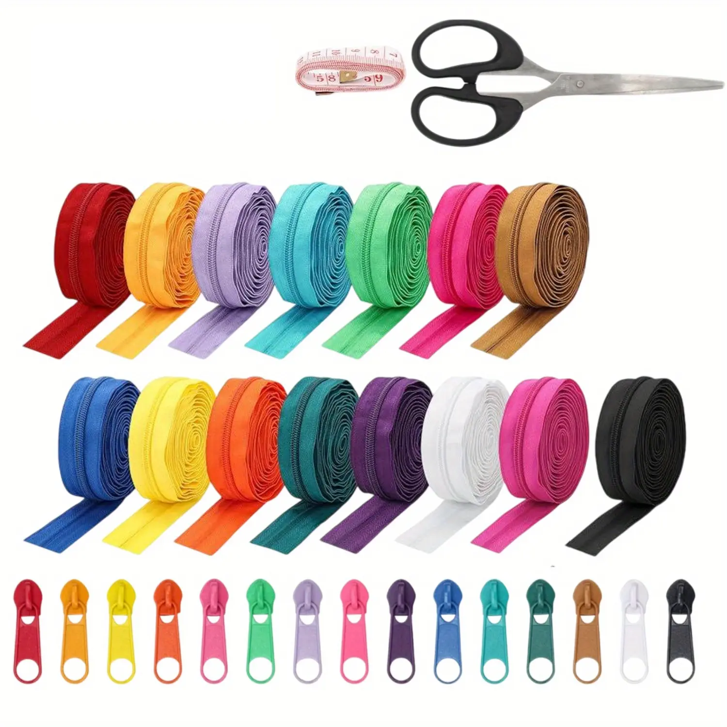 45 Yards Bulk Zippers 5# Nylon Coil Zippers for Sewing Black Nylon Coil Zipper with Zipper Sliders Repair Kit for Jackets Luggage Backpack DIY Sewing Tailor Craft Bags and Clothing