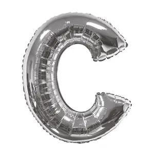 34 In. Silver Letter C Balloon